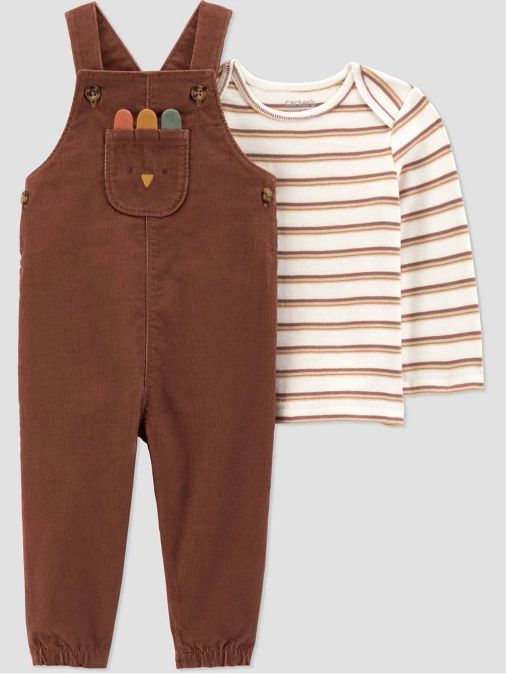 Carter's Just One You Baby 2pc Thanksgiving Overalls Set - Brown 3M
